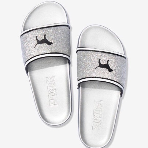 PINK silver glittery slides - Picture 5 of 5